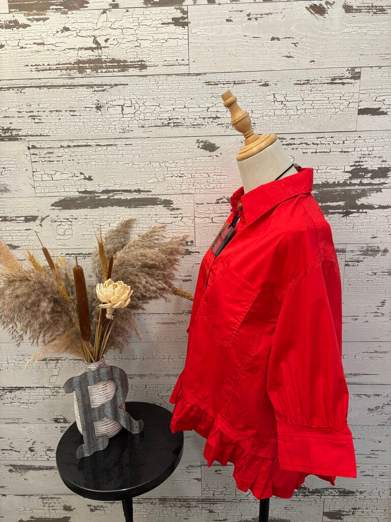 Sewn & Seen NWT Red Ruffle Top