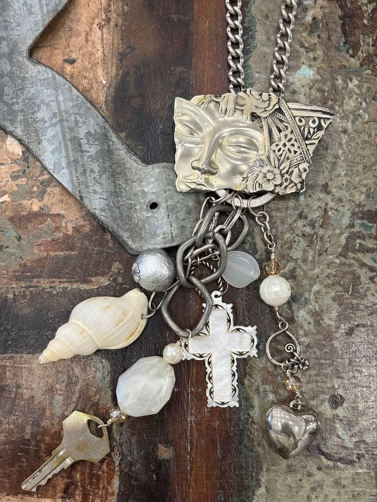 Mixed Metal & Beads Charm Handmade Necklace