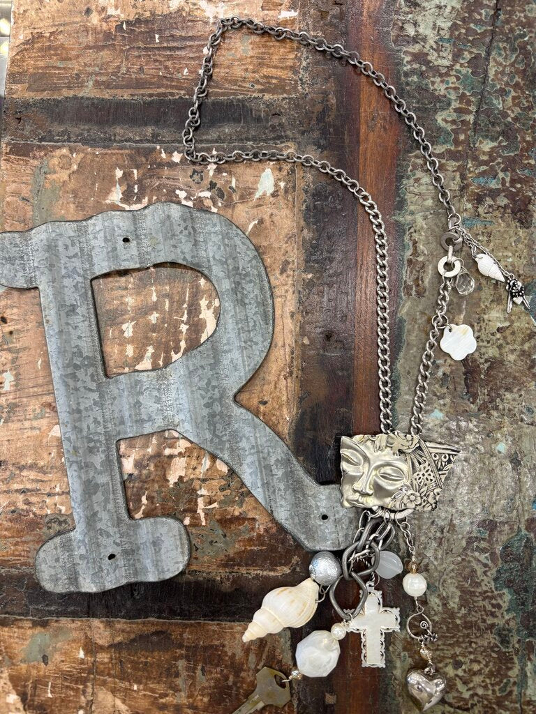 Mixed Metal & Beads Charm Handmade Necklace