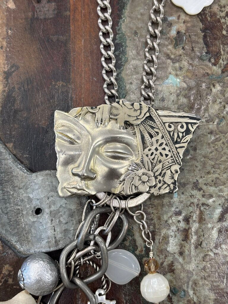 Mixed Metal & Beads Charm Handmade Necklace