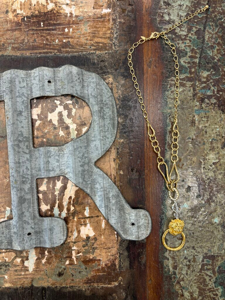 Equestrian Pendant Handmade Lion Gold Necklace