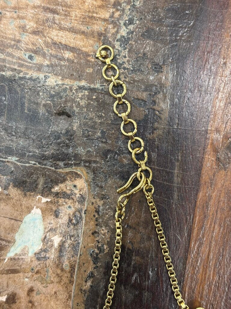 Gold Tone With Crystals Handmade Necklace
