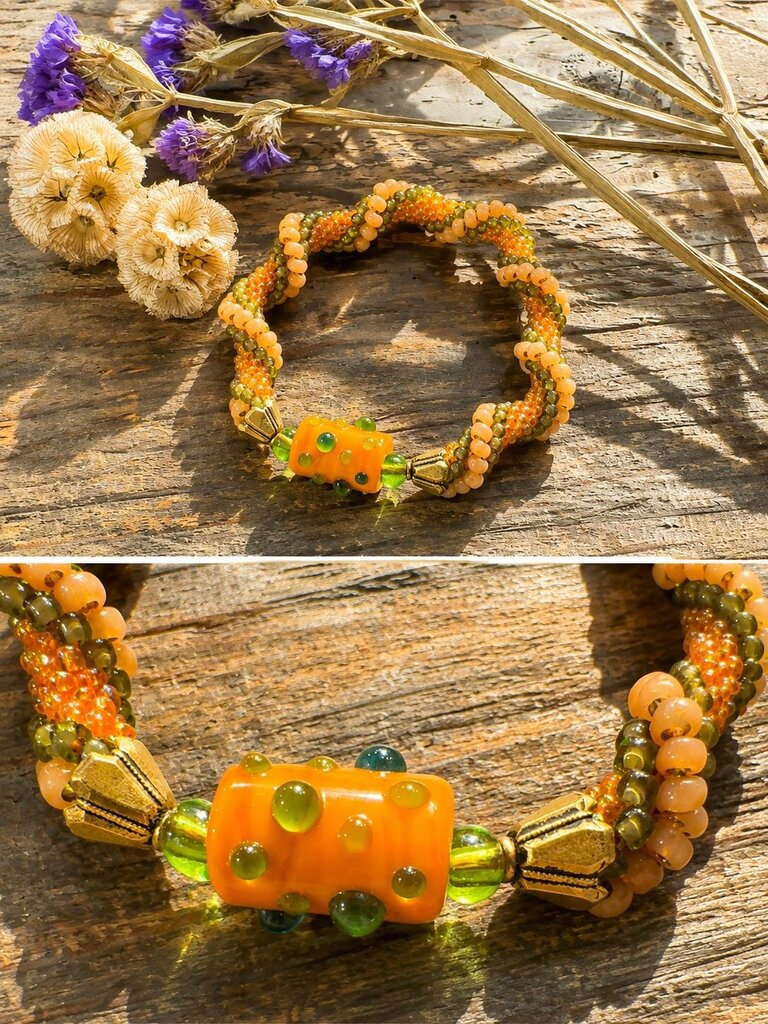 Artisan Glass Glass and Beads Bracelet