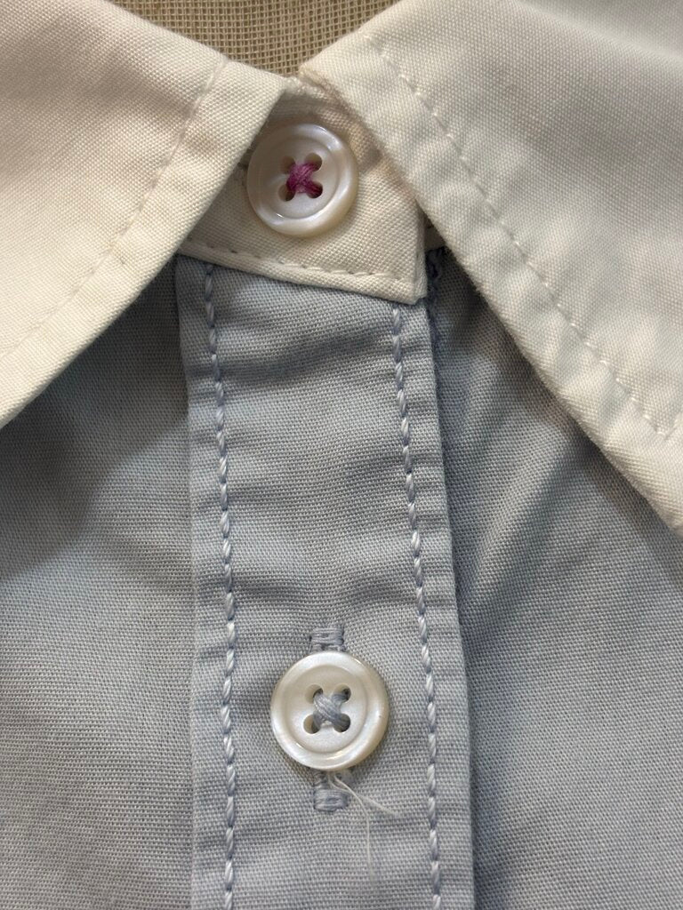 Maeve Collar Blue & White Button Up Top Size: S