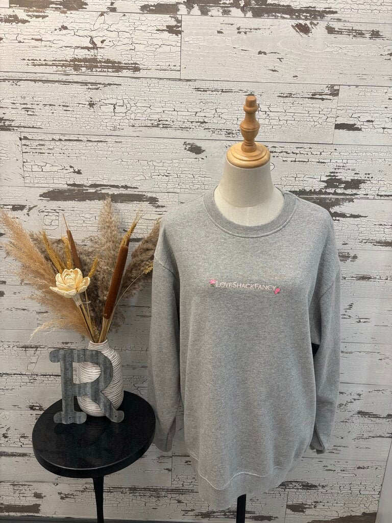 Loveshack Fancy Grey Crew Neck