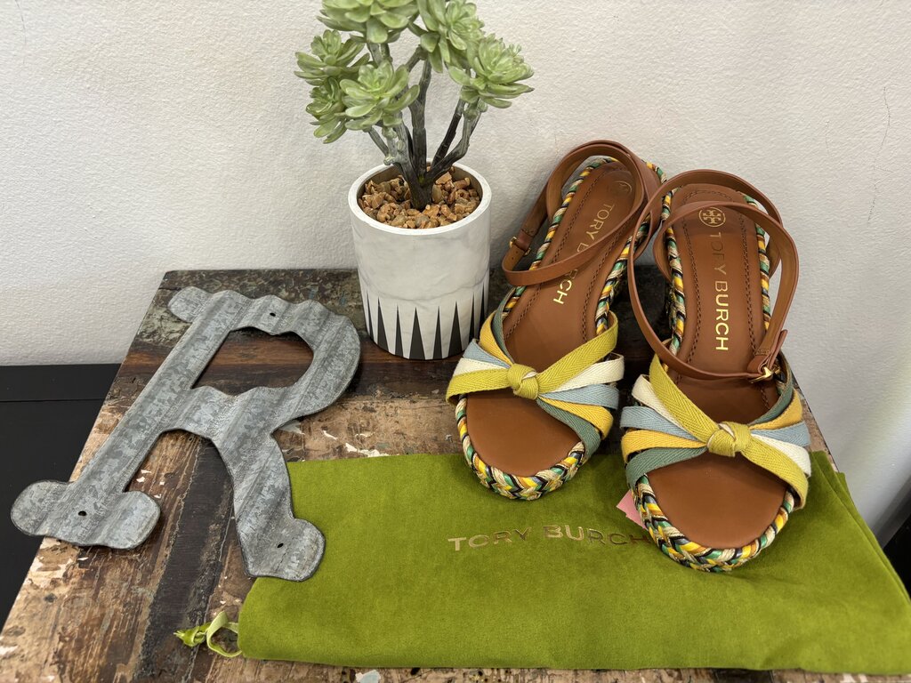 Tory Burch Colorblock Espardrille Wedge Size: 7.5