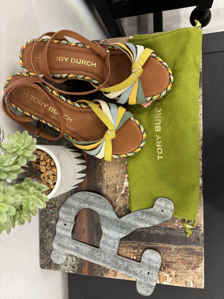 Tory Burch Colorblock Espardrille Wedge Size: 7.5