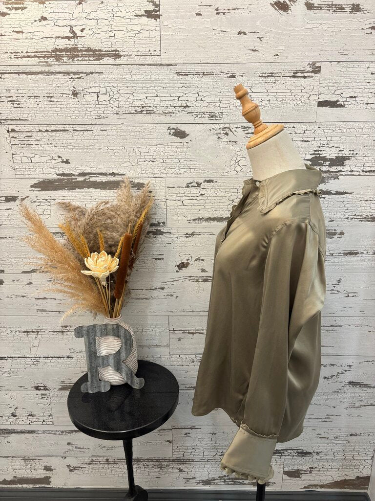 Rails Olive Green Button Up Blouse