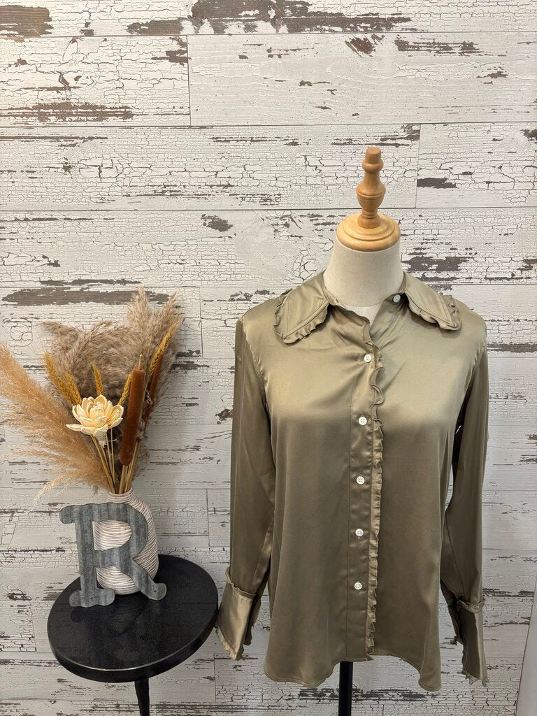Rails Olive Green Button Up Blouse