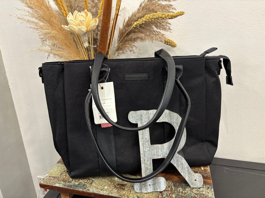 Poppy & Peonies NWT Black Bag