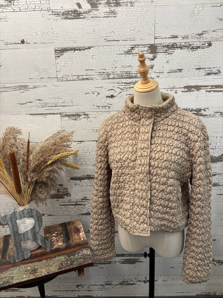 Current Air--High Neckline Long sleeve zip front boxy jacket