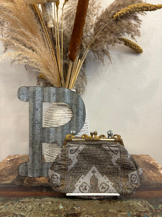 1900 French Art Deco Steel Glass beads Clutch