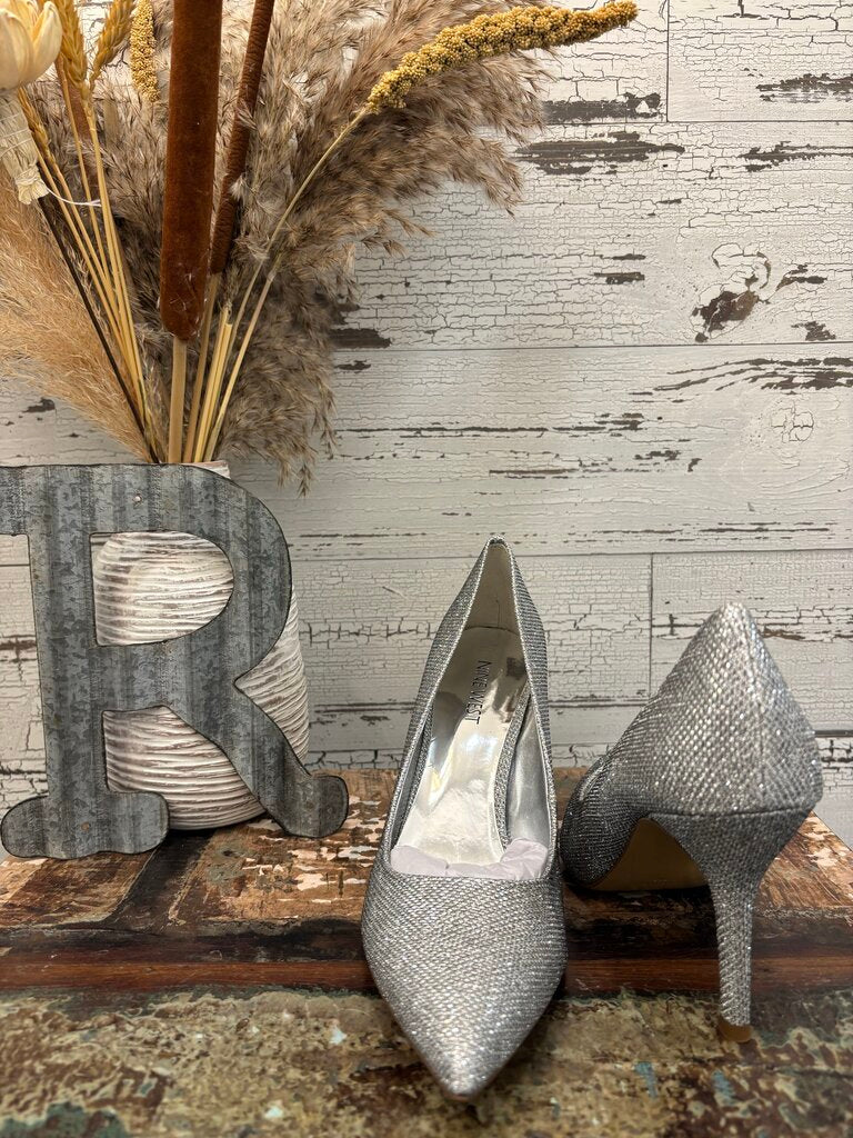 Nine West Sparkle Heels Silver