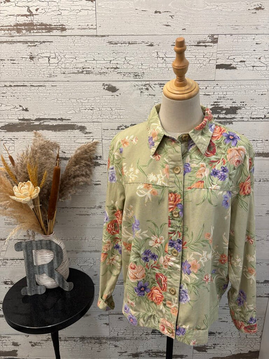 Vintage Lemon Grass Flower button up