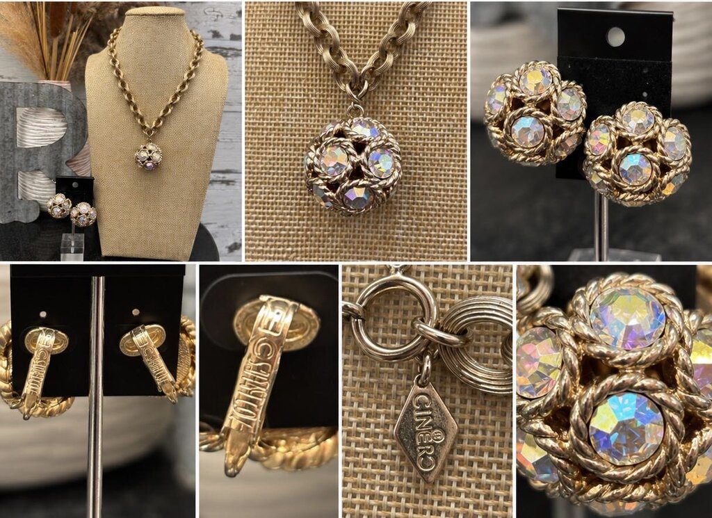 Sarah Coventry New Crystal ball necklace earring set