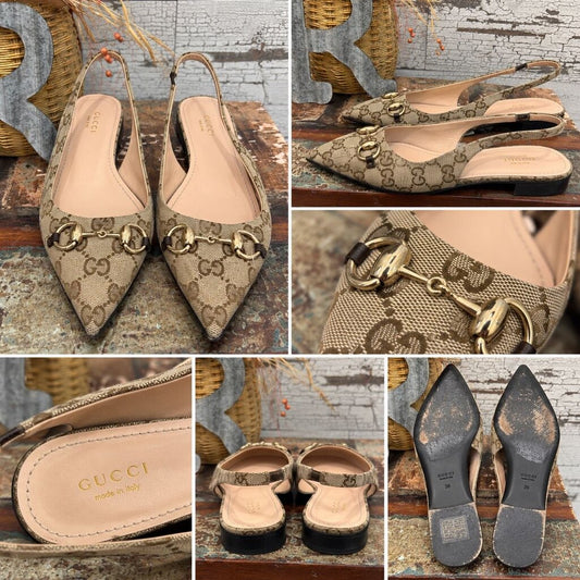 Gucci Authentic Sling Back Flats