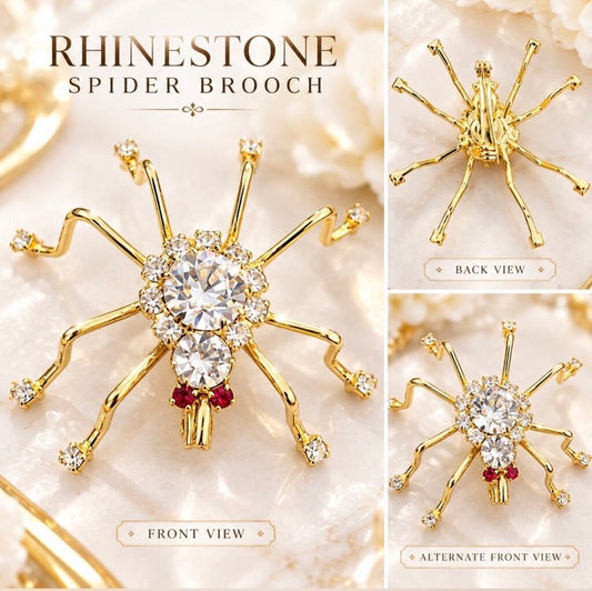 Rhinestone Spider Brooch