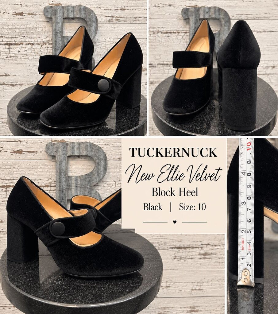 New Tuckernuck Ellie Velvet Block Heel Size 10