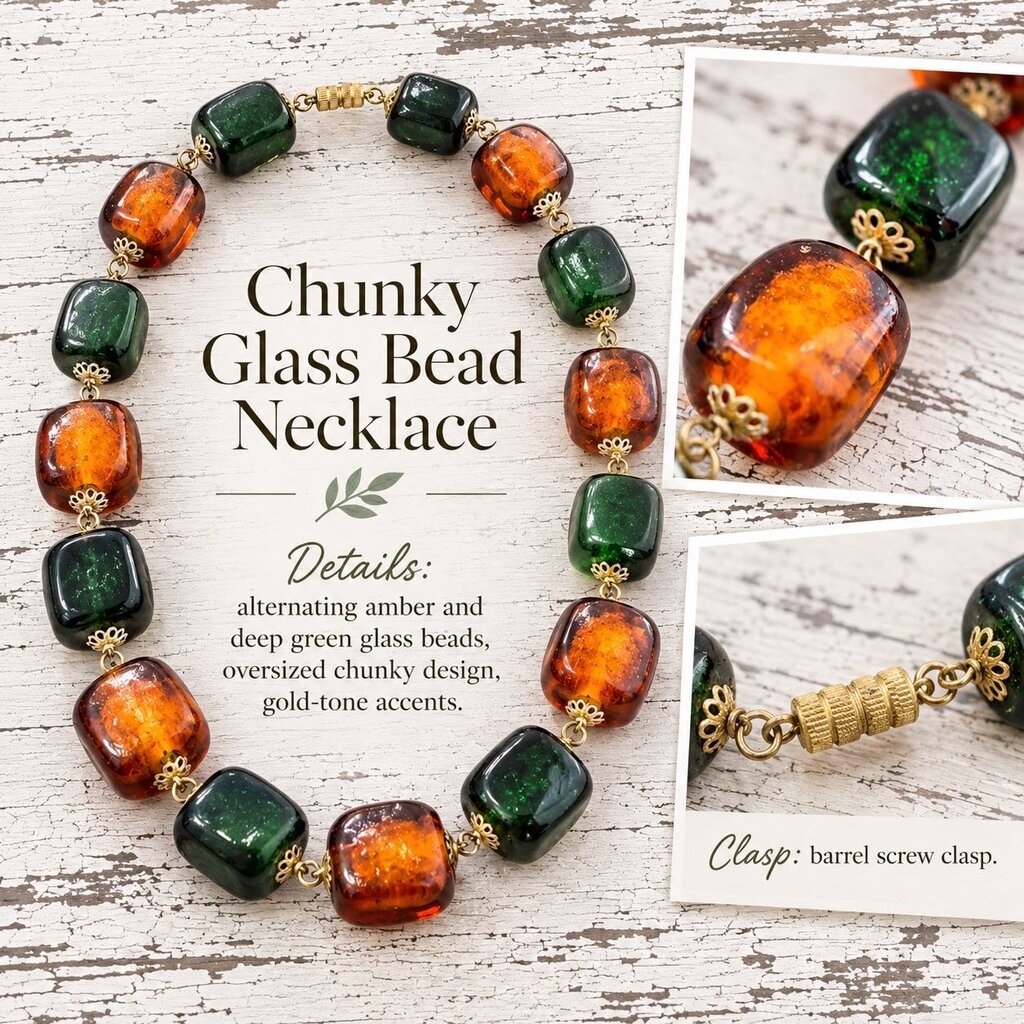 Vintage Glass Beaded Murano style glass Necklace